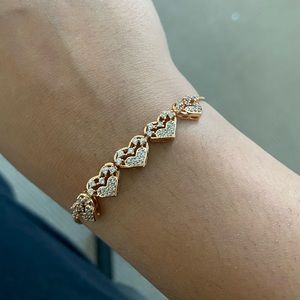 gold and rhinestone heart bracelet